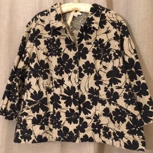 DressBarn Blazer, Tan with Black Floral Print, 24W